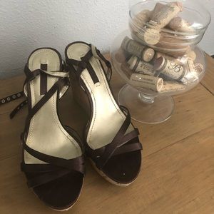 Nine West cork brown wedges